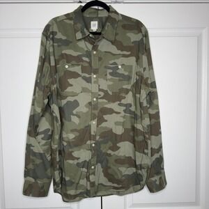Gap Shirt Mens XL Green Camo Camouflage Long Sleeve Button Up Casual Outdoor